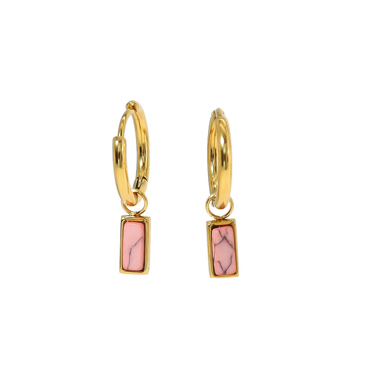 Boucles d'oreilles pendantes rectangulaires en turquoise naturelle Olivenorma