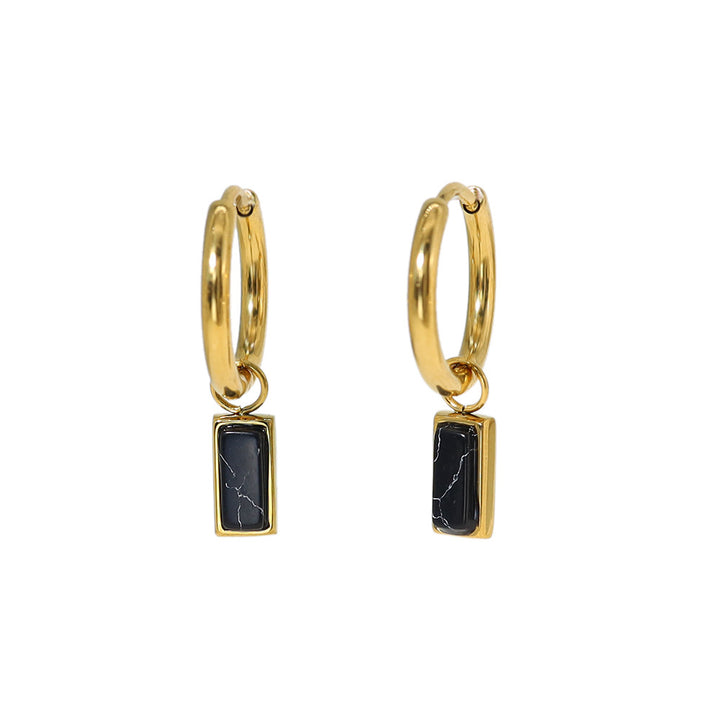 Boucles d'oreilles pendantes rectangulaires en turquoise naturelle Olivenorma