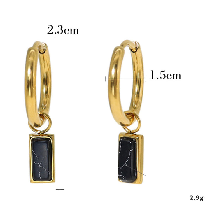 Boucles d'oreilles pendantes rectangulaires en turquoise naturelle Olivenorma