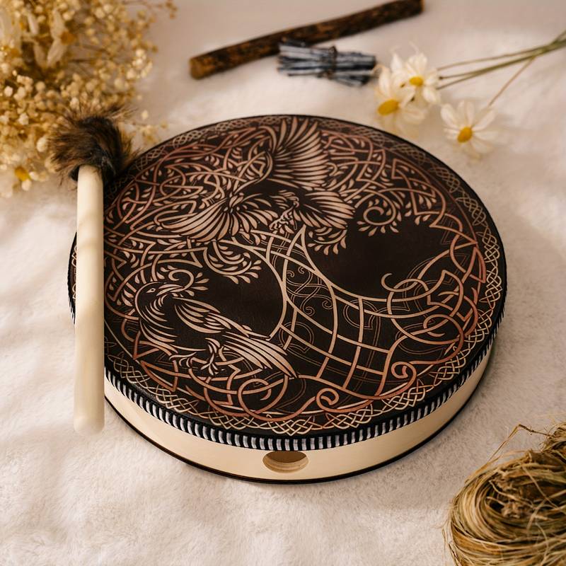 Tambour imprimé Olivenorma Shaman Viking Tree Of Life 2 Birds