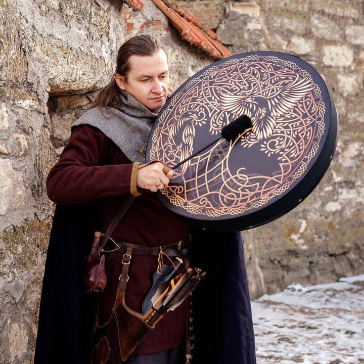 Tambour imprimé Olivenorma Shaman Viking Tree Of Life 2 Birds