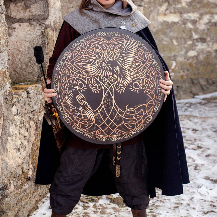 Tambour imprimé Olivenorma Shaman Viking Tree Of Life 2 Birds