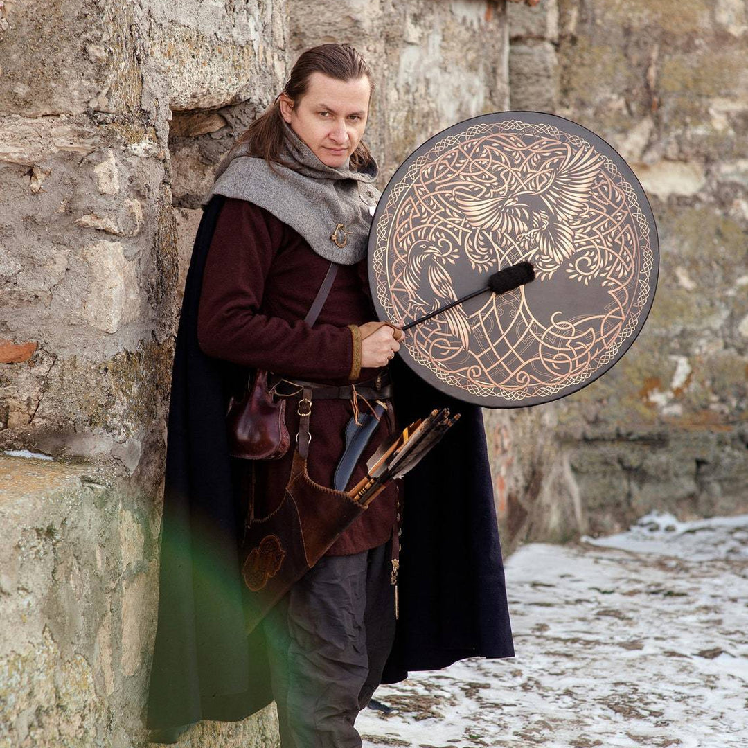 Tambour imprimé Olivenorma Shaman Viking Tree Of Life 2 Birds