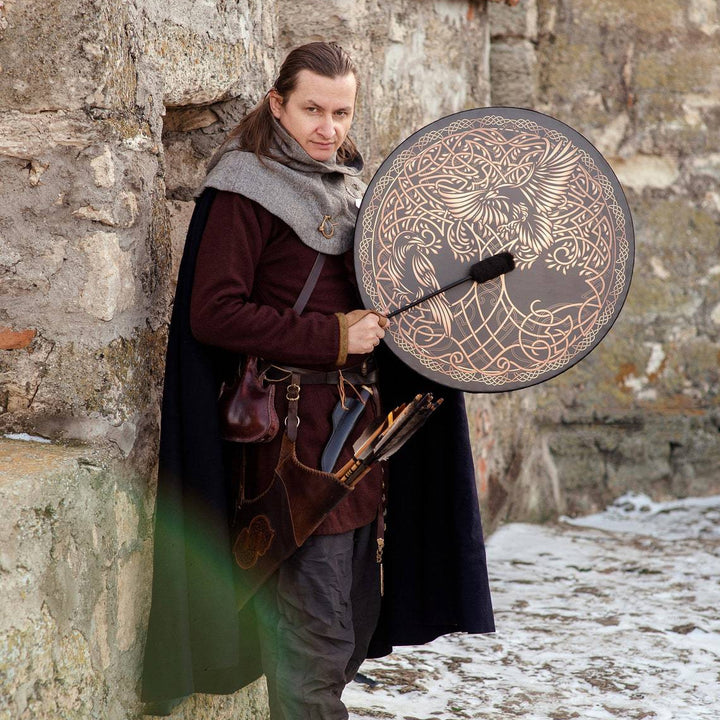 Tambour imprimé Olivenorma Shaman Viking Tree Of Life 2 Birds