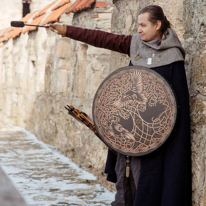Tambour imprimé Olivenorma Shaman Viking Tree Of Life 2 Birds