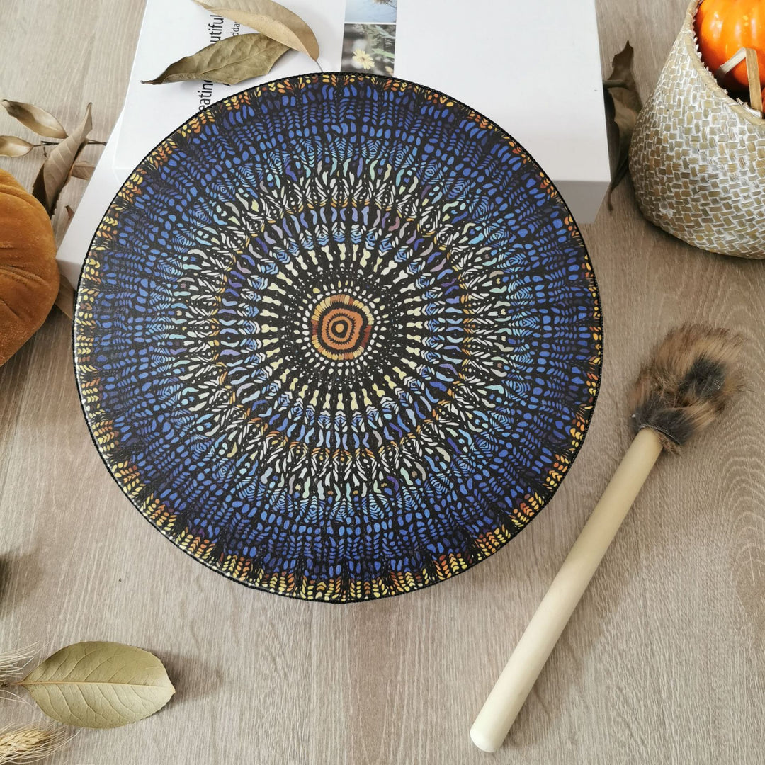 Percussion artisanale Olivenorma avec tambour au design mosaïque unique