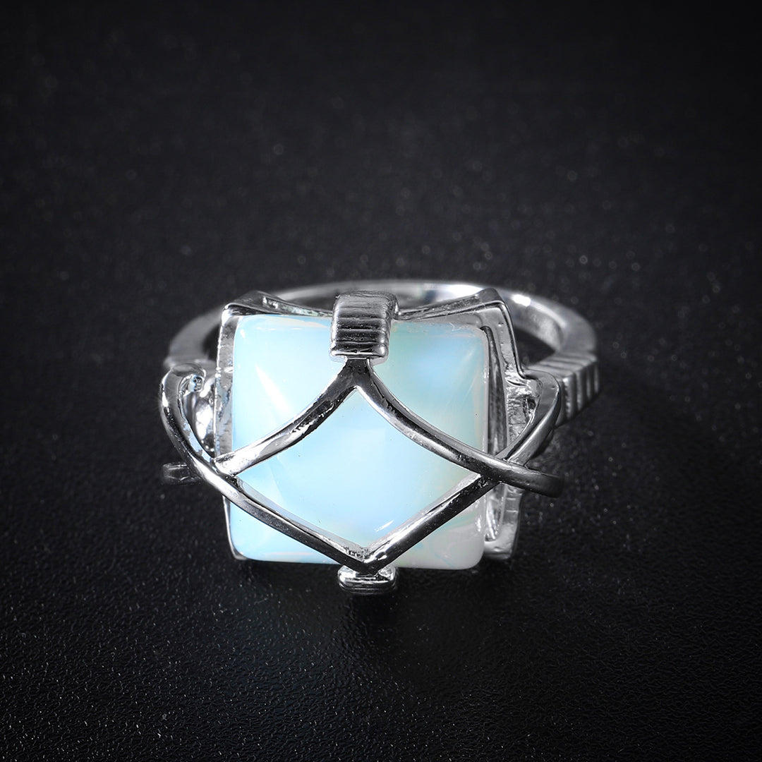 Bague de fiançailles en opalite blanche Olivenorma