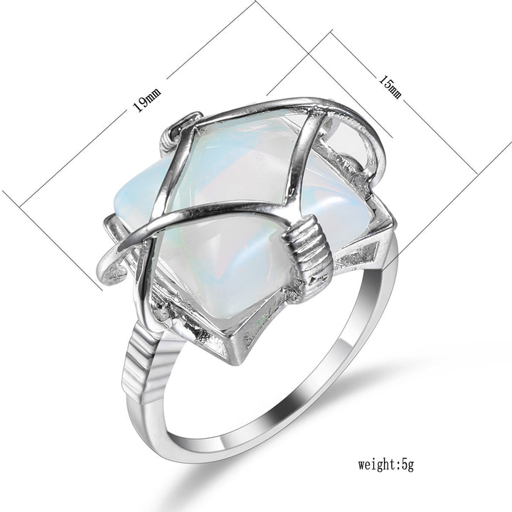 Bague de fiançailles en opalite blanche Olivenorma