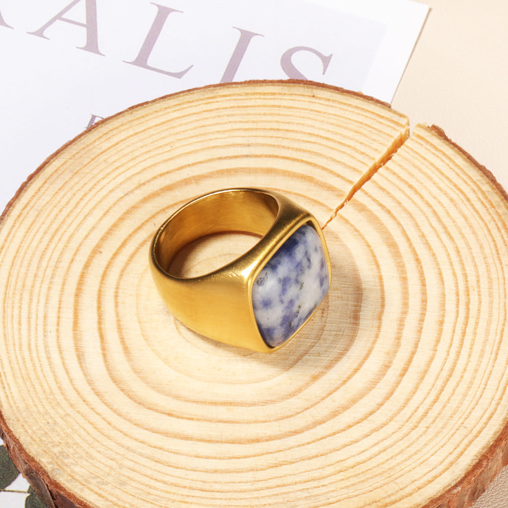 Bague en pierre naturelle Olivenorma taille carrée plaquée ou 18 carats