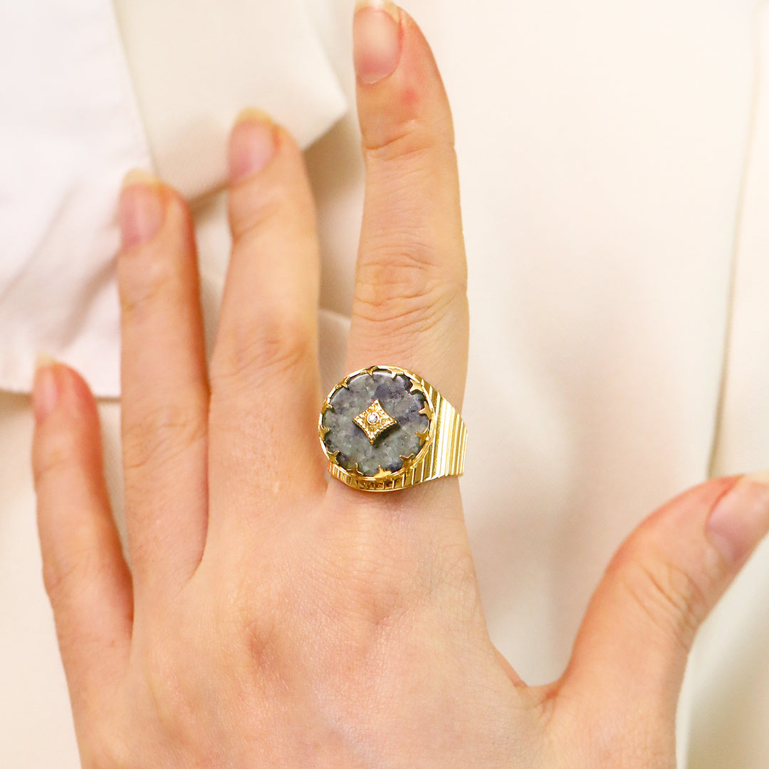 Bague ajustable ouverte en aventurine verte turquoise africaine Olivenorma