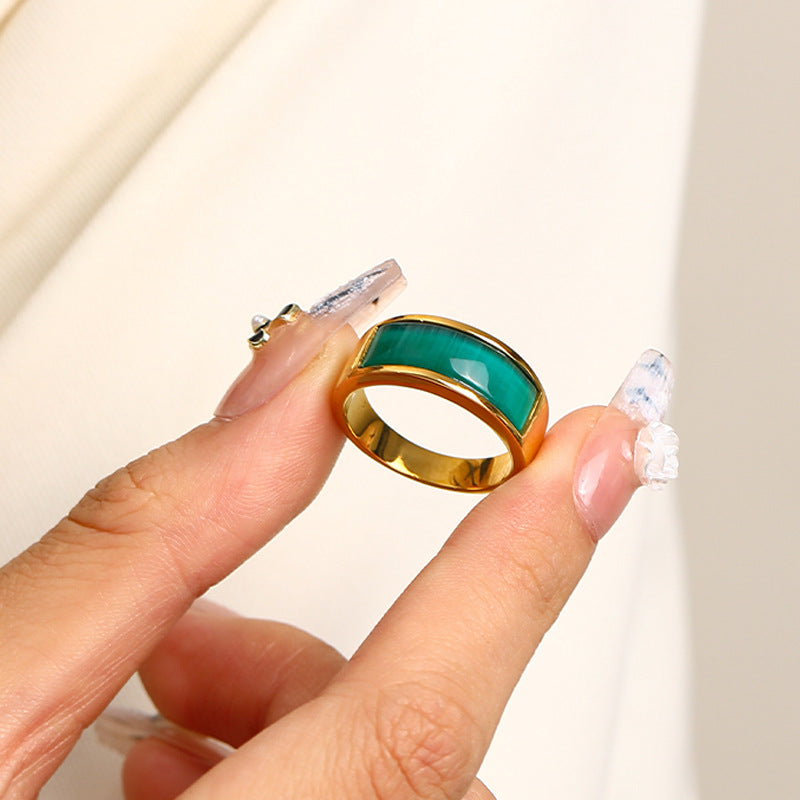 Bague en pierre oeil de chat Olivenorma