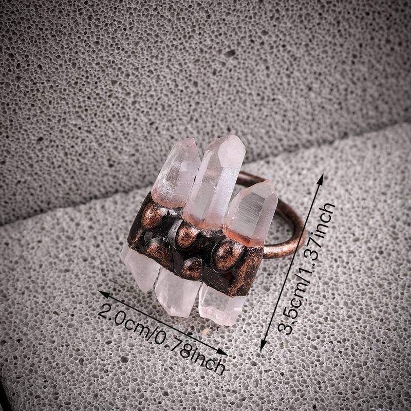 Bague ajustable Olivenorma Natural Three Clear Quartz