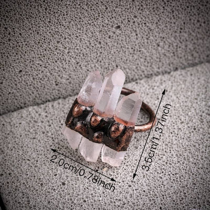 Bague ajustable Olivenorma Natural Three Clear Quartz