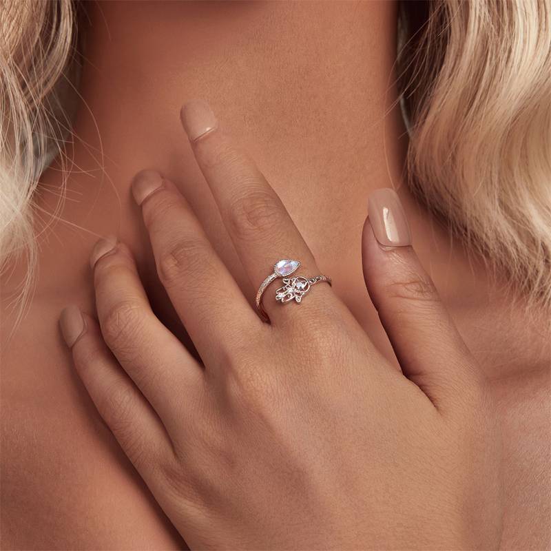 Bague Olivenorma avec symbole Hamsa en pierre de lune S925