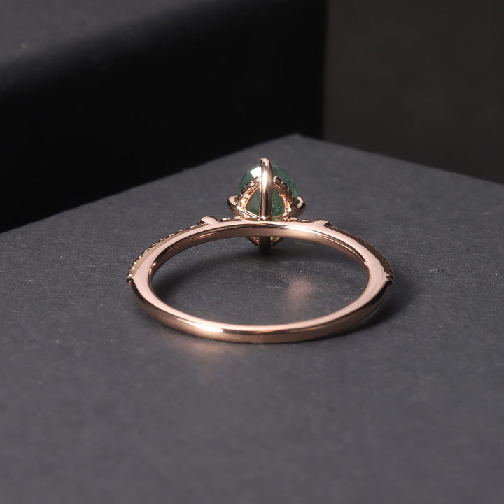 Bague de fiançailles en argent sterling 925 avec agate mousse Olivenorma