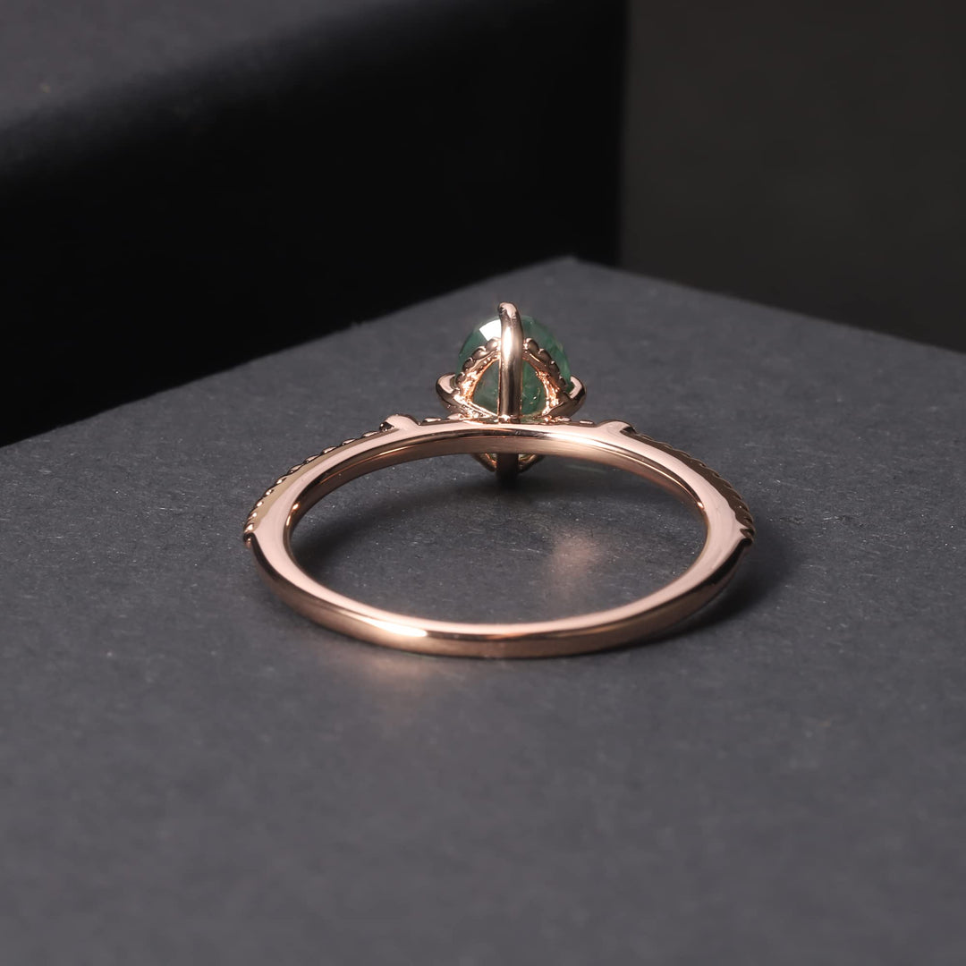 Bague de fiançailles en argent sterling 925 avec agate mousse Olivenorma