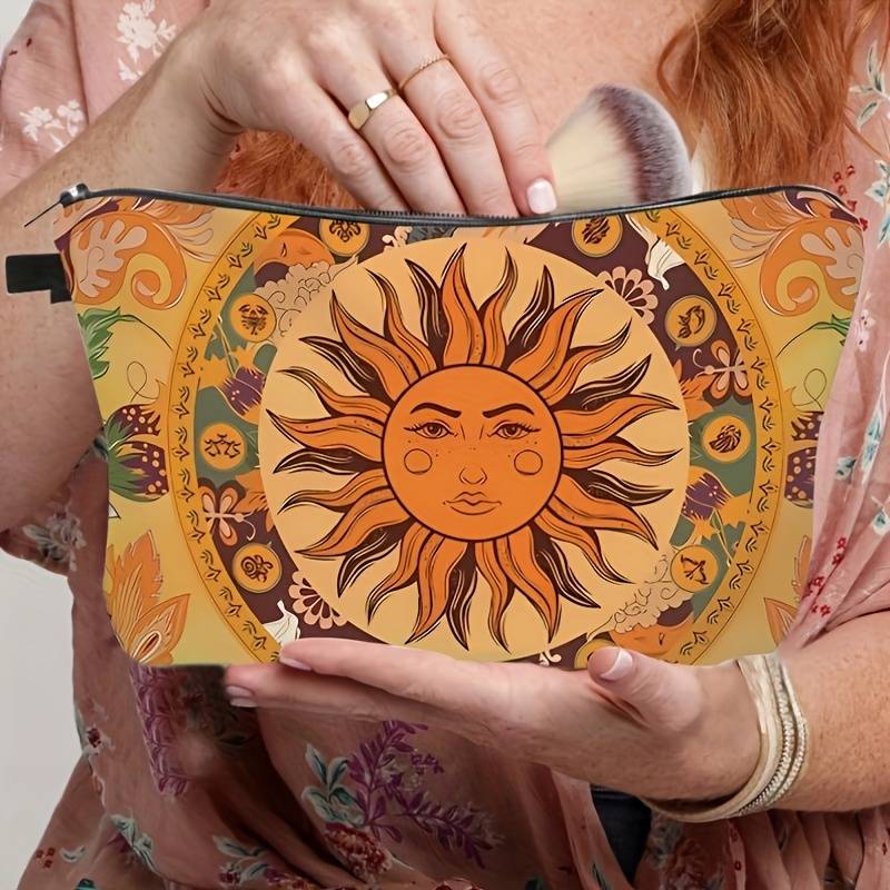 Trousse de maquillage Olivenorma à motif soleil, lune et étoiles