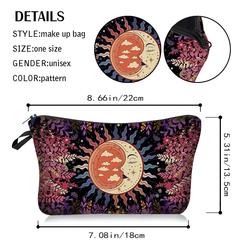 Trousse de maquillage Olivenorma à motif soleil, lune et étoiles