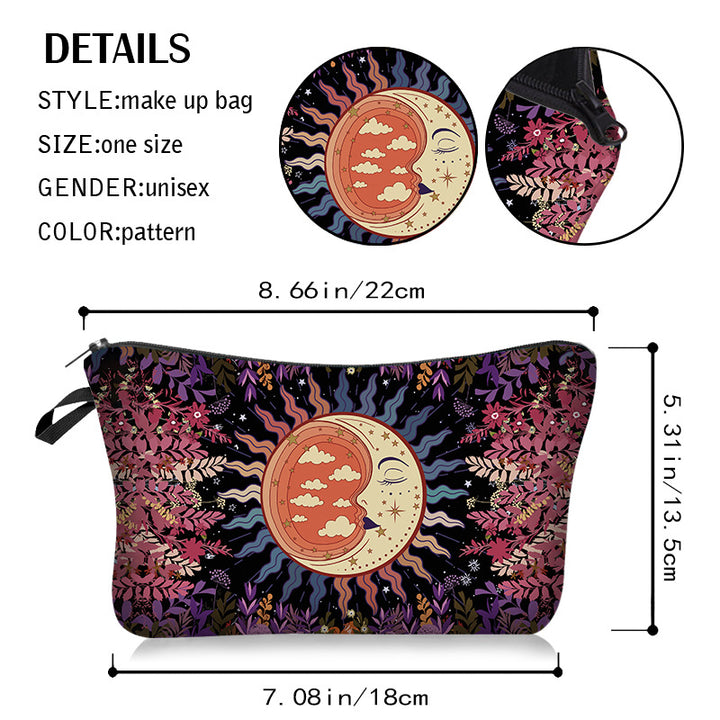 Trousse de maquillage Olivenorma à motif soleil, lune et étoiles