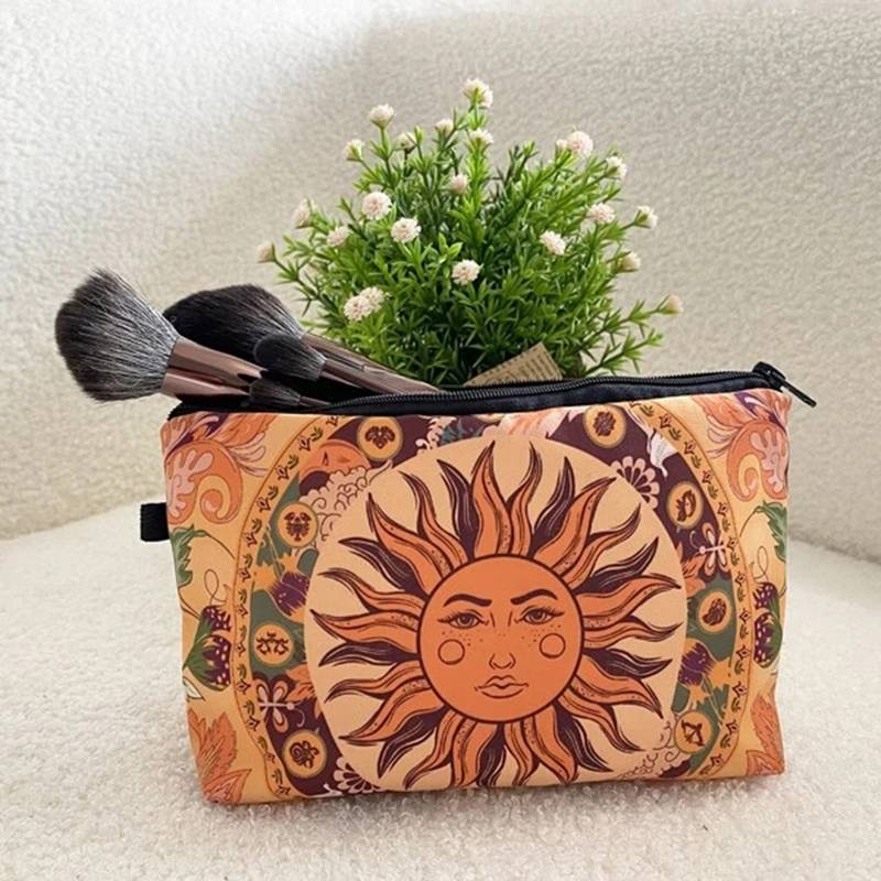 Trousse de maquillage Olivenorma à motif soleil, lune et étoiles