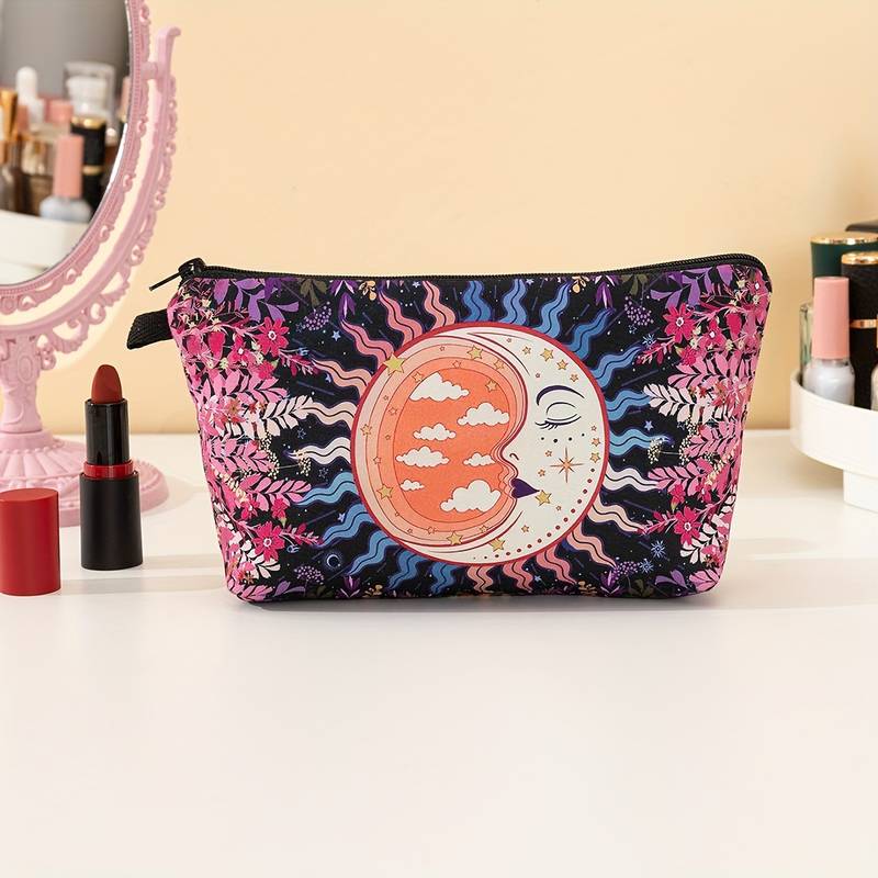 Trousse de maquillage Olivenorma à motif soleil, lune et étoiles