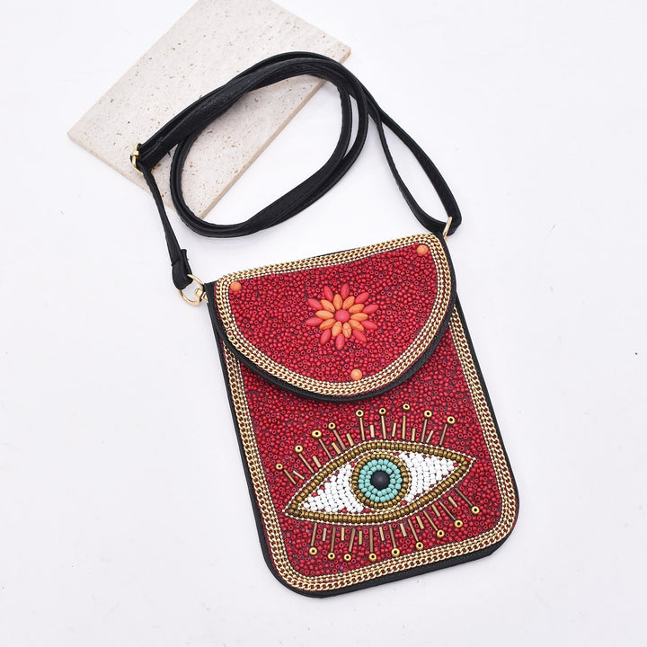Sac pour téléphone portable Olivenorma en perles de style bohème avec motif Hamsa