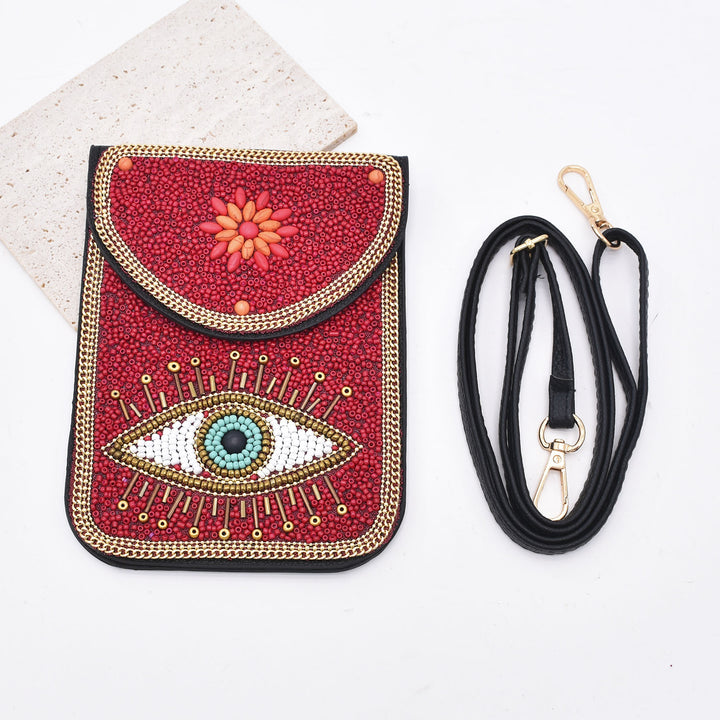 Sac pour téléphone portable Olivenorma en perles de style bohème avec motif Hamsa