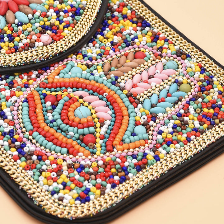 Sac pour téléphone portable Olivenorma en perles de style bohème avec motif Hamsa