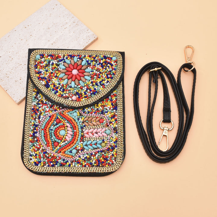 Sac pour téléphone portable Olivenorma en perles de style bohème avec motif Hamsa