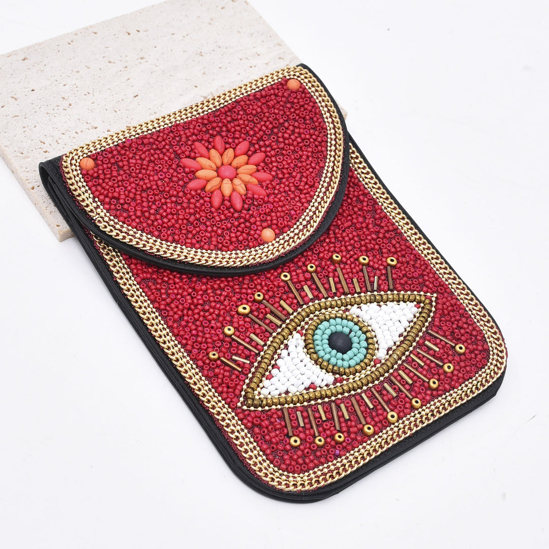 Sac pour téléphone portable Olivenorma en perles de style bohème avec motif Hamsa