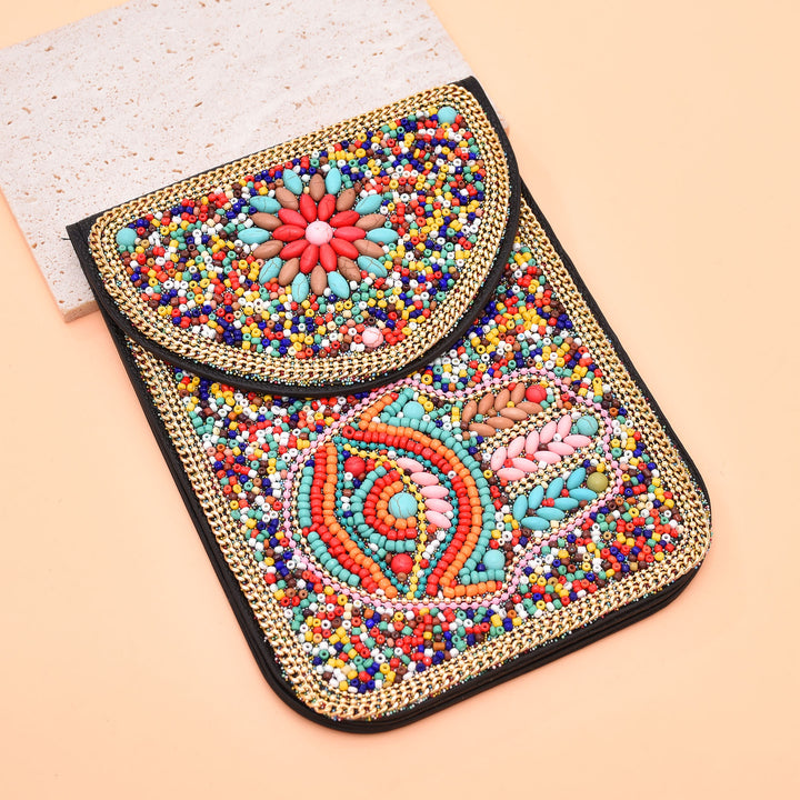 Sac pour téléphone portable Olivenorma en perles de style bohème avec motif Hamsa