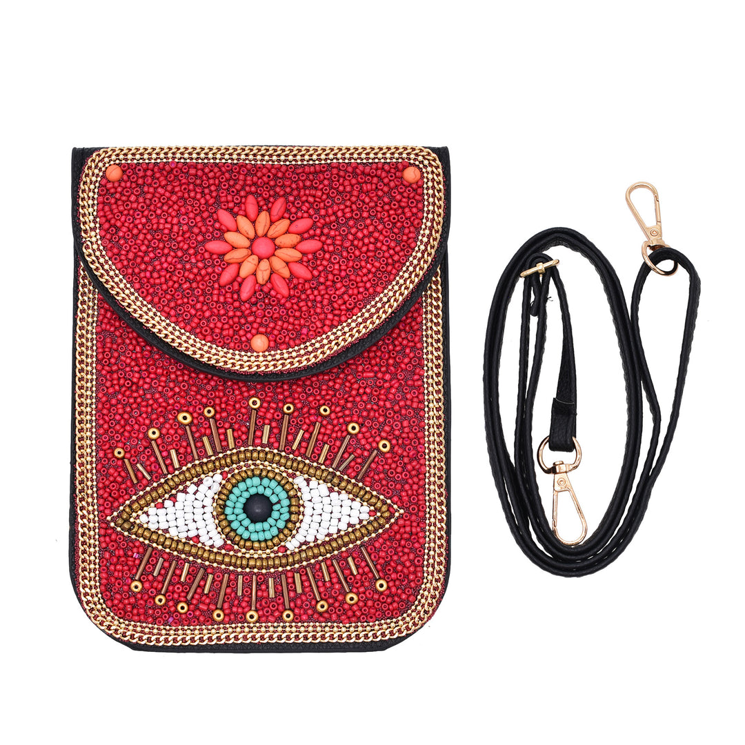Sac pour téléphone portable Olivenorma en perles de style bohème avec motif Hamsa