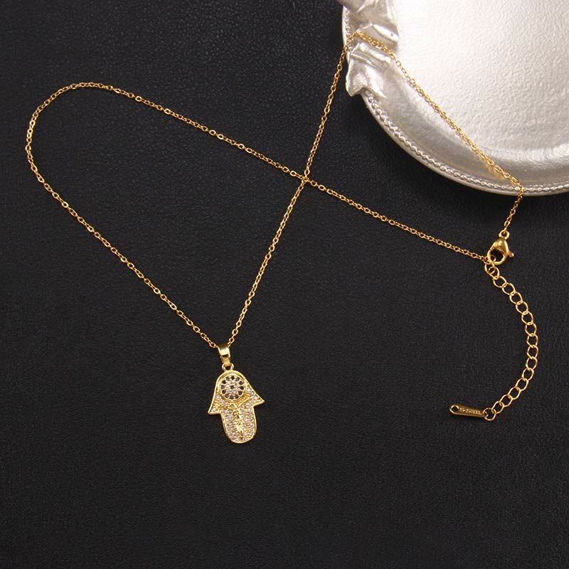 Collier Hamsa avec mauvais œil « Bonne fortune » Olivenorma