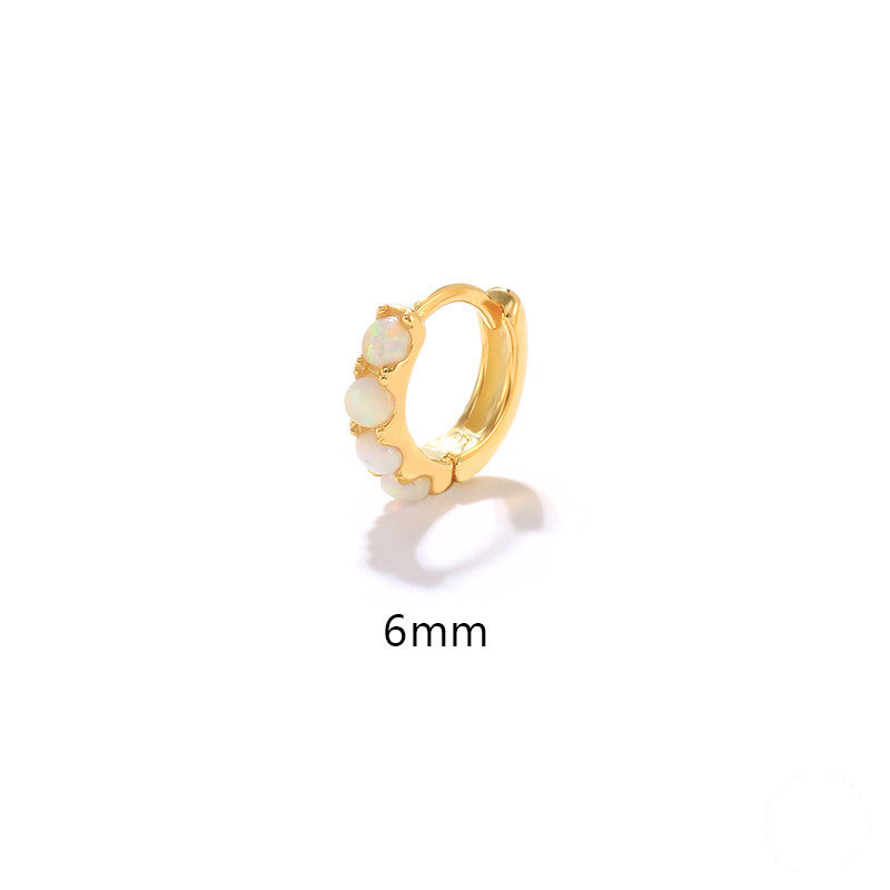 Boucles d'oreilles créoles Olivenorma en argent sterling S925 avec opale