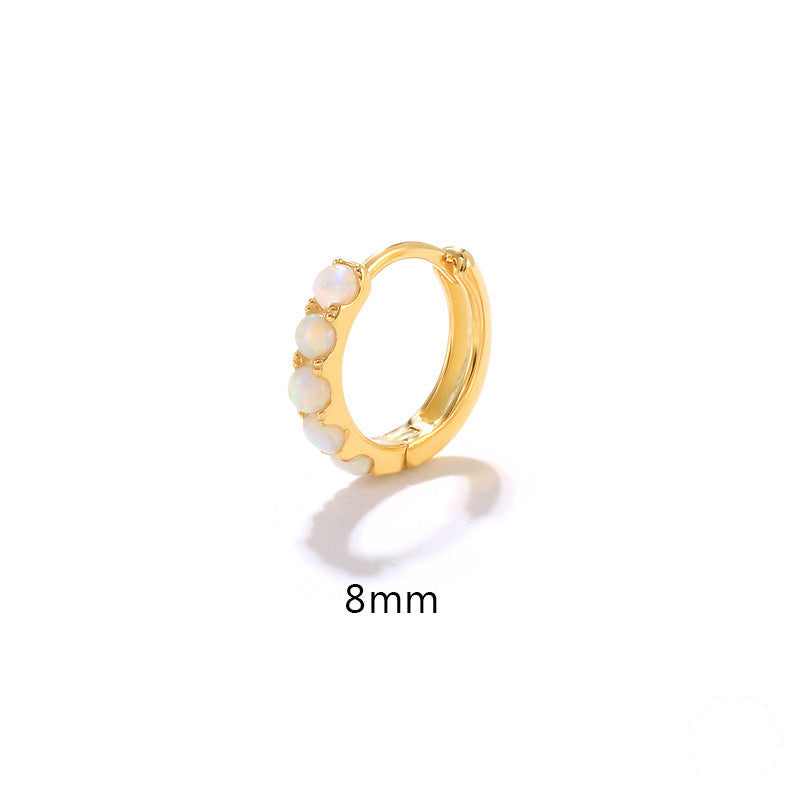 Boucles d'oreilles créoles Olivenorma en argent sterling S925 avec opale