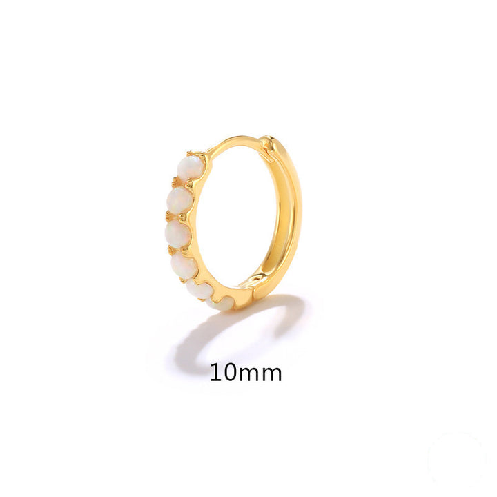 Boucles d'oreilles créoles Olivenorma en argent sterling S925 avec opale