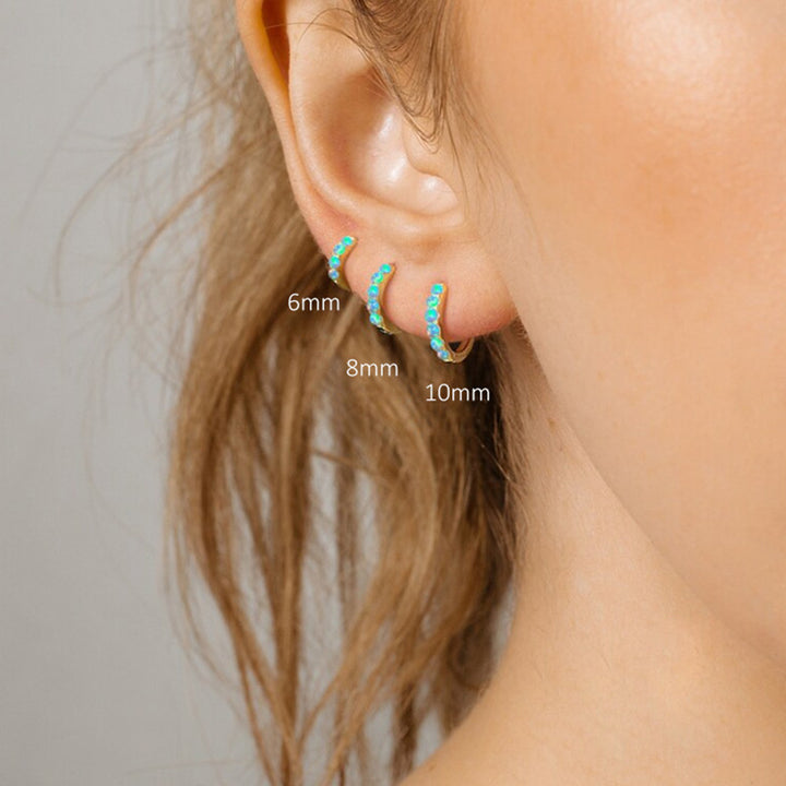 Boucles d'oreilles créoles Olivenorma en argent sterling S925 avec opale