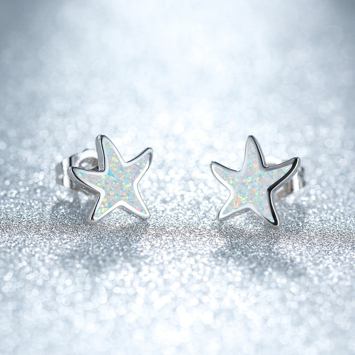 Boucles d'oreilles étoile de mer en opale bleue Olivenorma