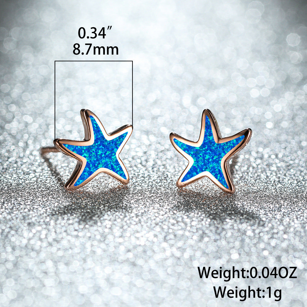 Boucles d'oreilles étoile de mer en opale bleue Olivenorma