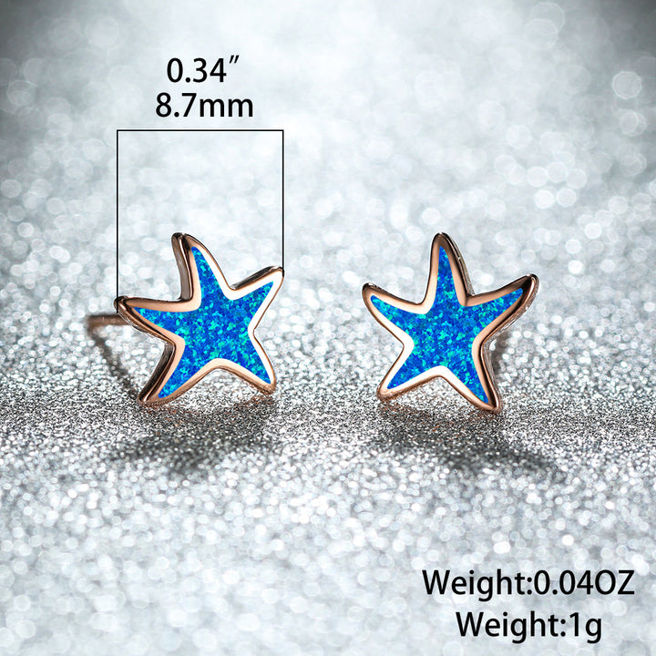 Boucles d'oreilles étoile de mer en opale bleue Olivenorma