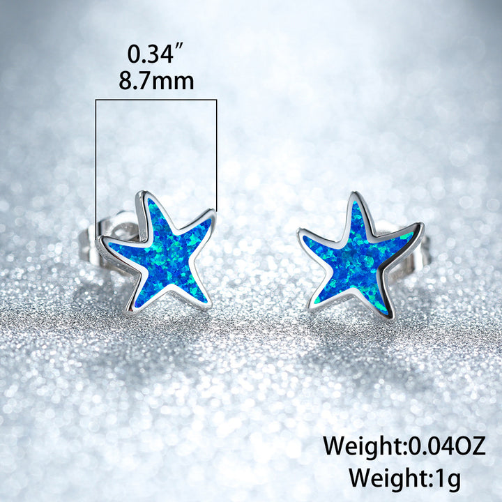 Boucles d'oreilles étoile de mer en opale bleue Olivenorma