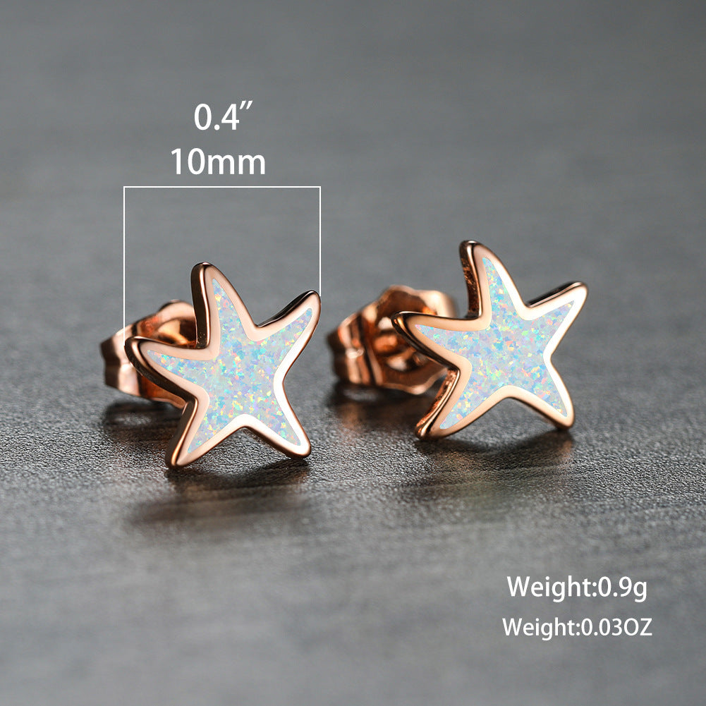 Boucles d'oreilles étoile de mer en opale bleue Olivenorma