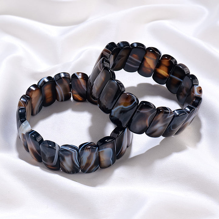 Bracelet en perles rectangulaires en sardonyx naturel Olivenorma