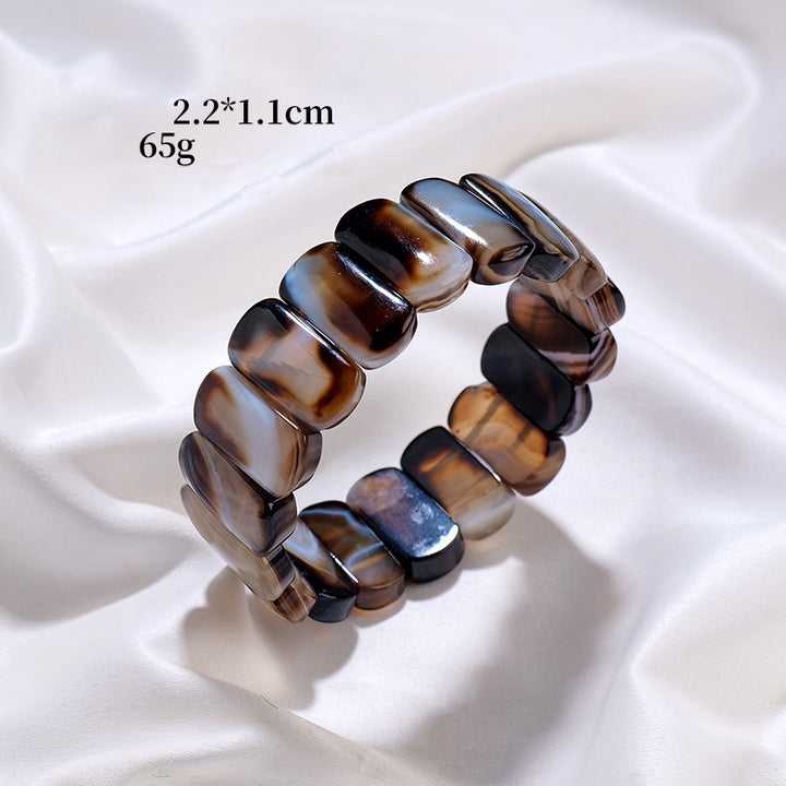 Bracelet en perles rectangulaires en sardonyx naturel Olivenorma