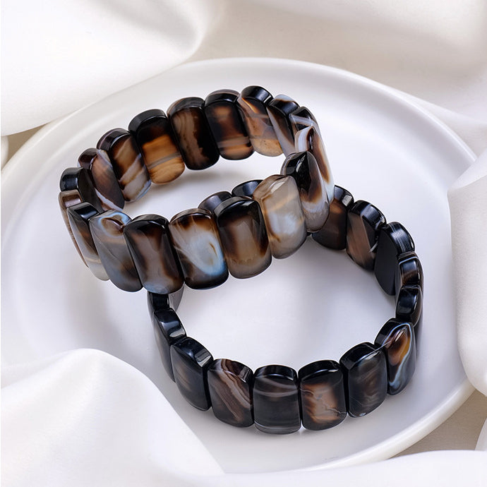 Bracelet en perles rectangulaires en sardonyx naturel Olivenorma