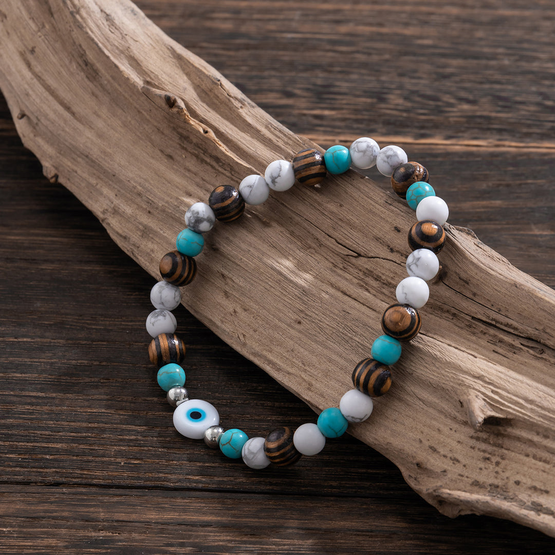 Bracelet de perles pour homme Olivenorma Turquoise Evil Eye