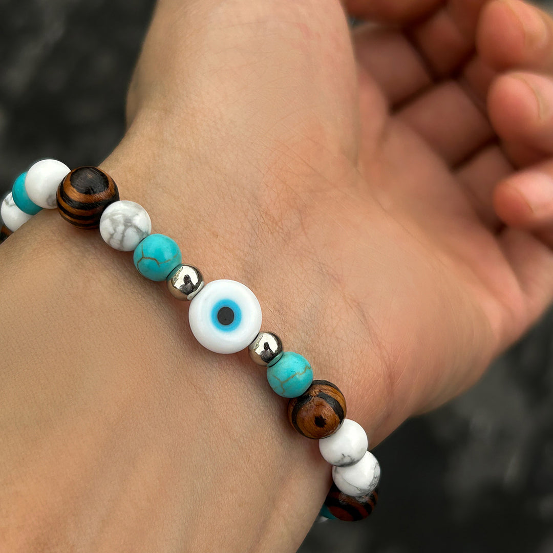 Bracelet de perles pour homme Olivenorma Turquoise Evil Eye