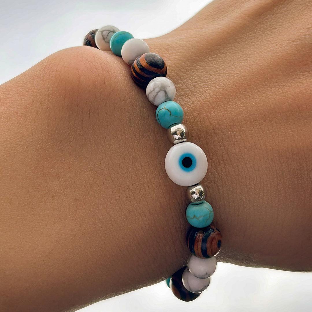 Bracelet de perles pour homme Olivenorma Turquoise Evil Eye