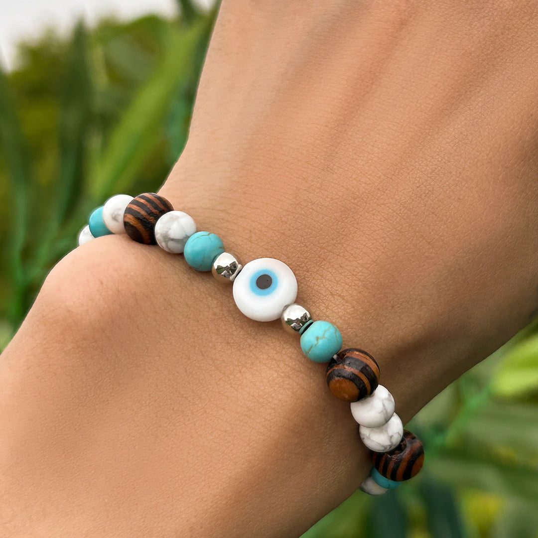 Bracelet de perles pour homme Olivenorma Turquoise Evil Eye