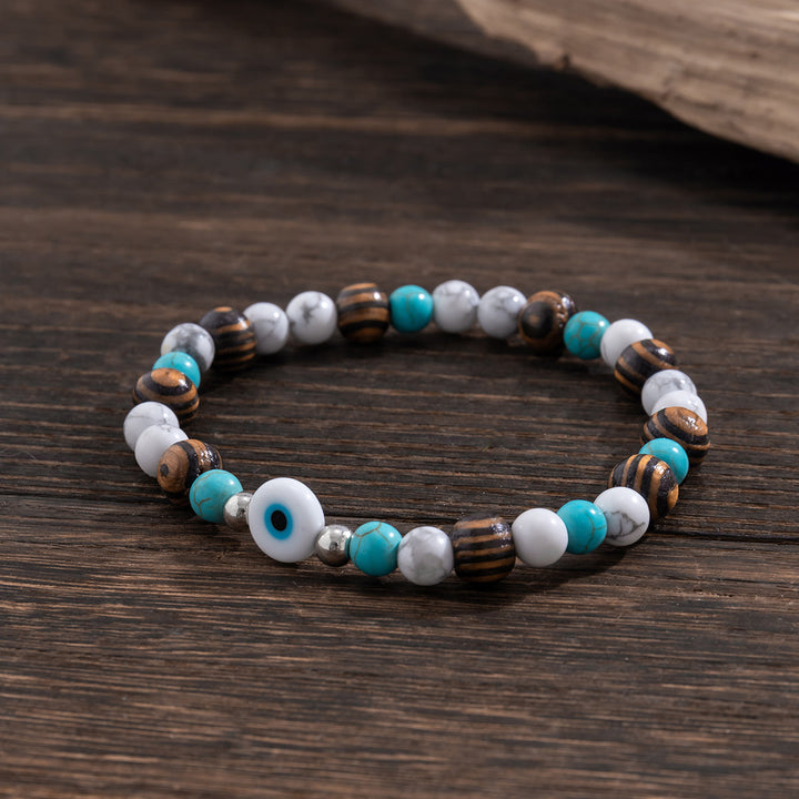 Bracelet de perles pour homme Olivenorma Turquoise Evil Eye